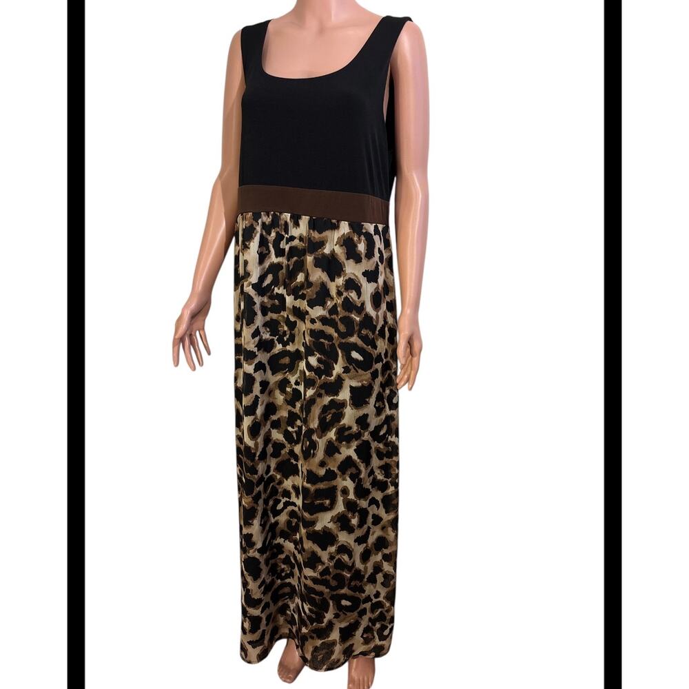 Susan Graver Leopard Sleeveless Maxi Dress Size XL